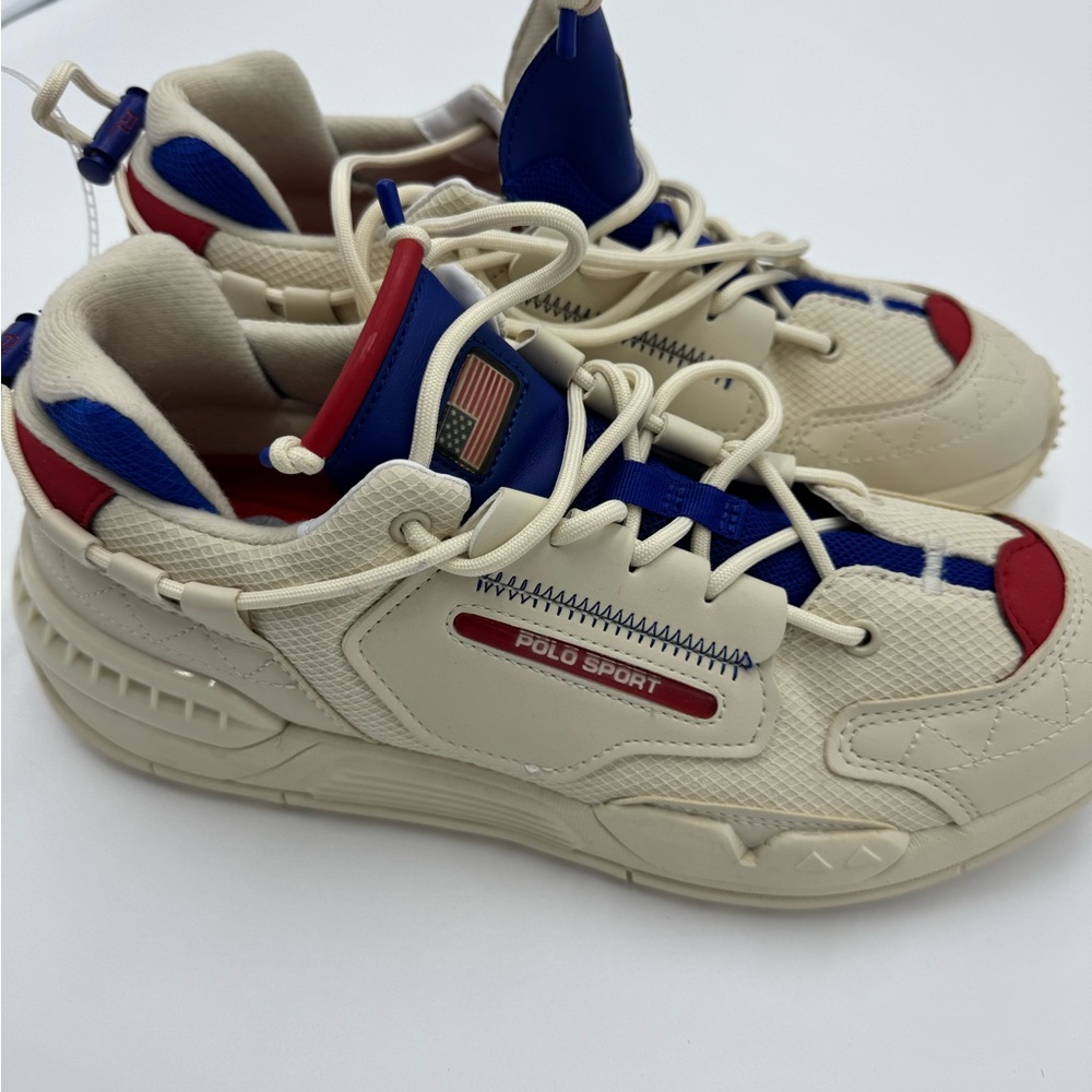 Polo by Ralph Lauren Cream and Blue Sneakers